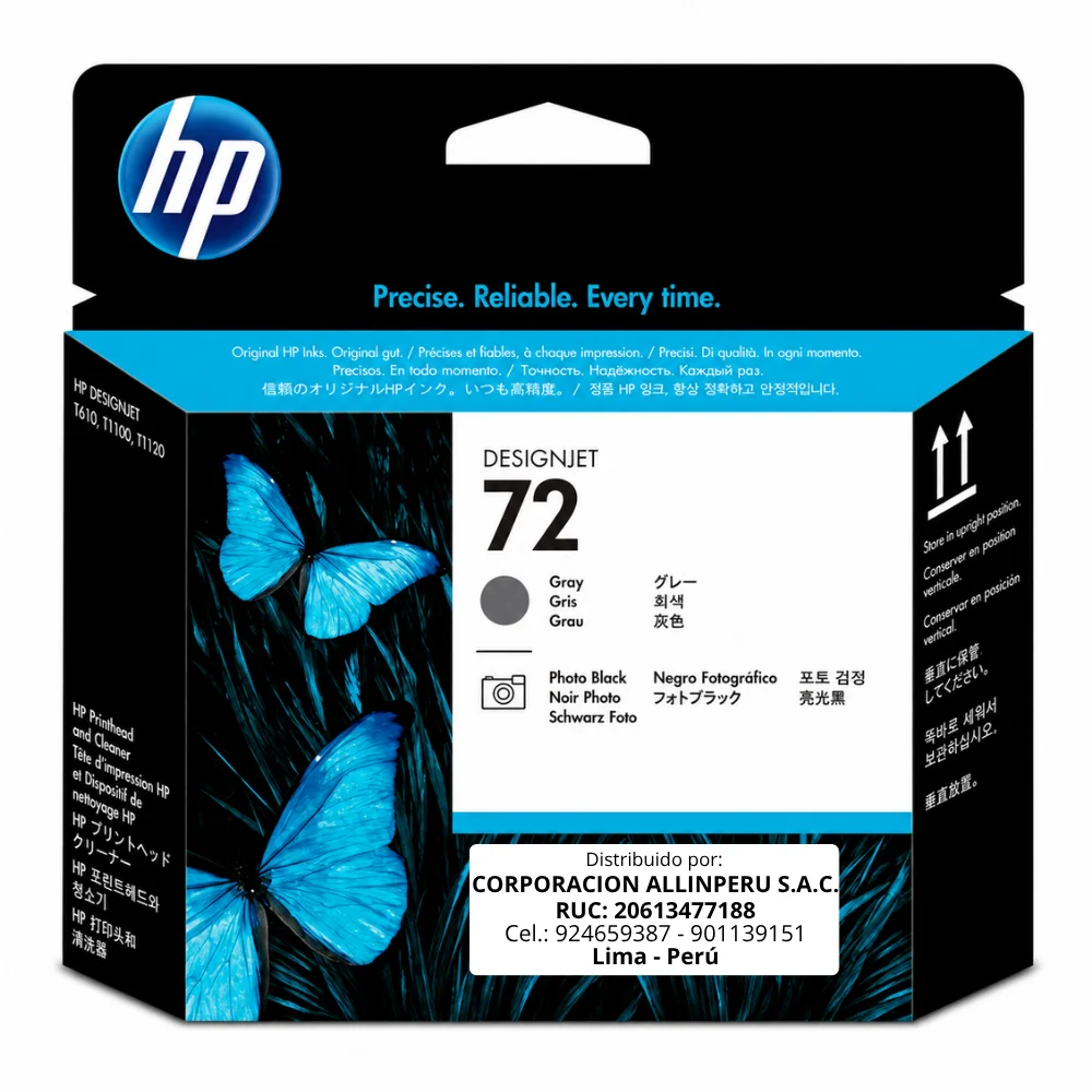Cabezal HP 72 C9380A Gray Photo Black original de frente
