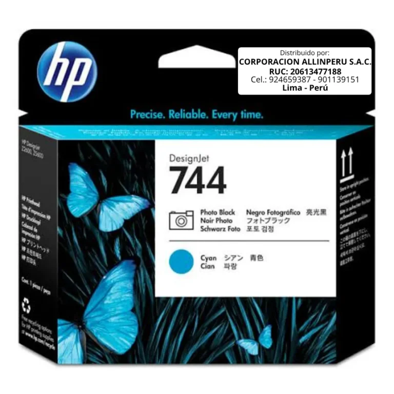 Cabezal HP 744 F9J86A Photo Black Cyan original vista frontal