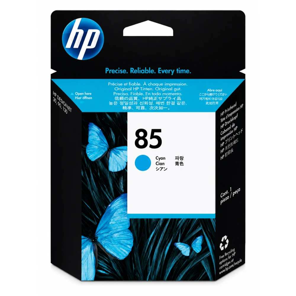 Foto de cabezal HP 85 cian C9420A vista frontal original