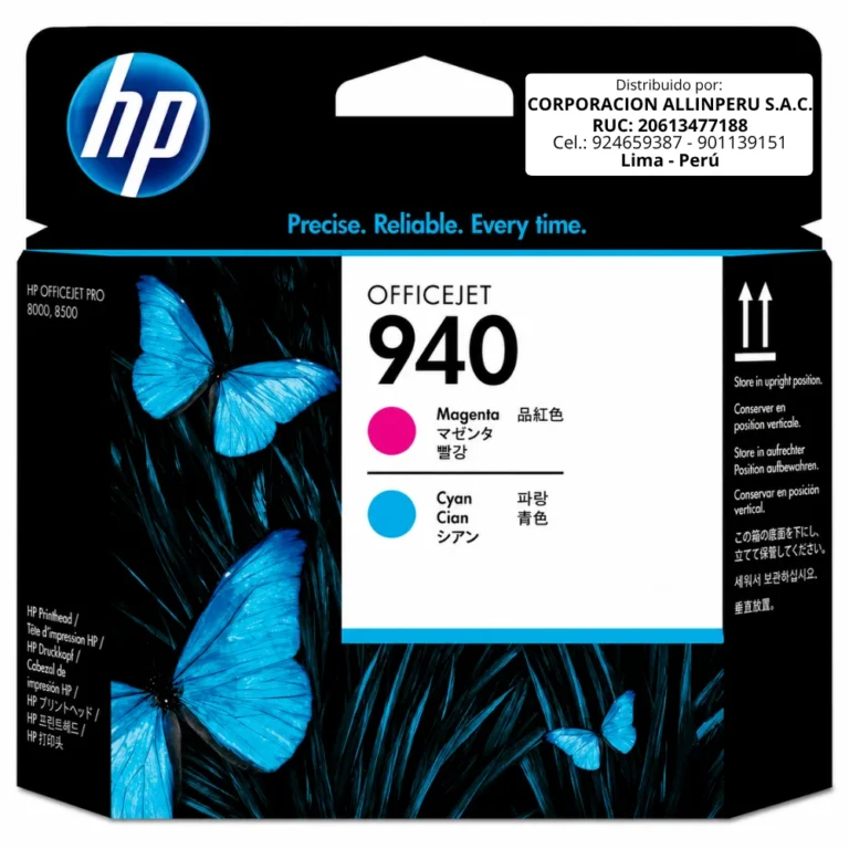 Cabezal HP 940 C4901A magenta cian original de frente