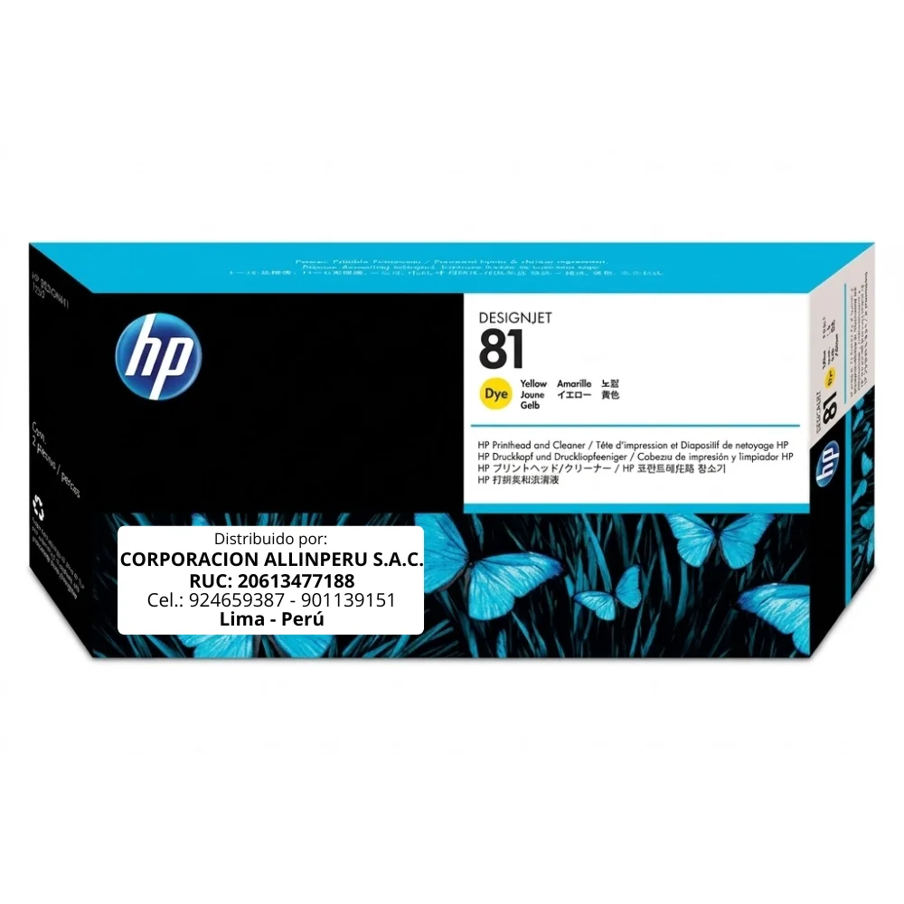 Titulo: Cabezal HP C4953A Amarillo 81 Original Foto de cabezal HP C4953A amarillo 81 original vista frontal