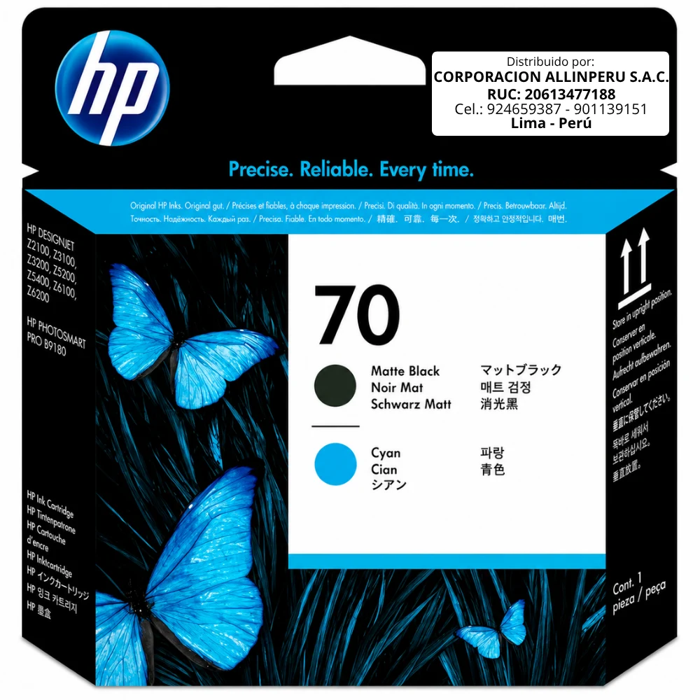 Foto de cabezal HP C9404A matte black cyan original vista frontal