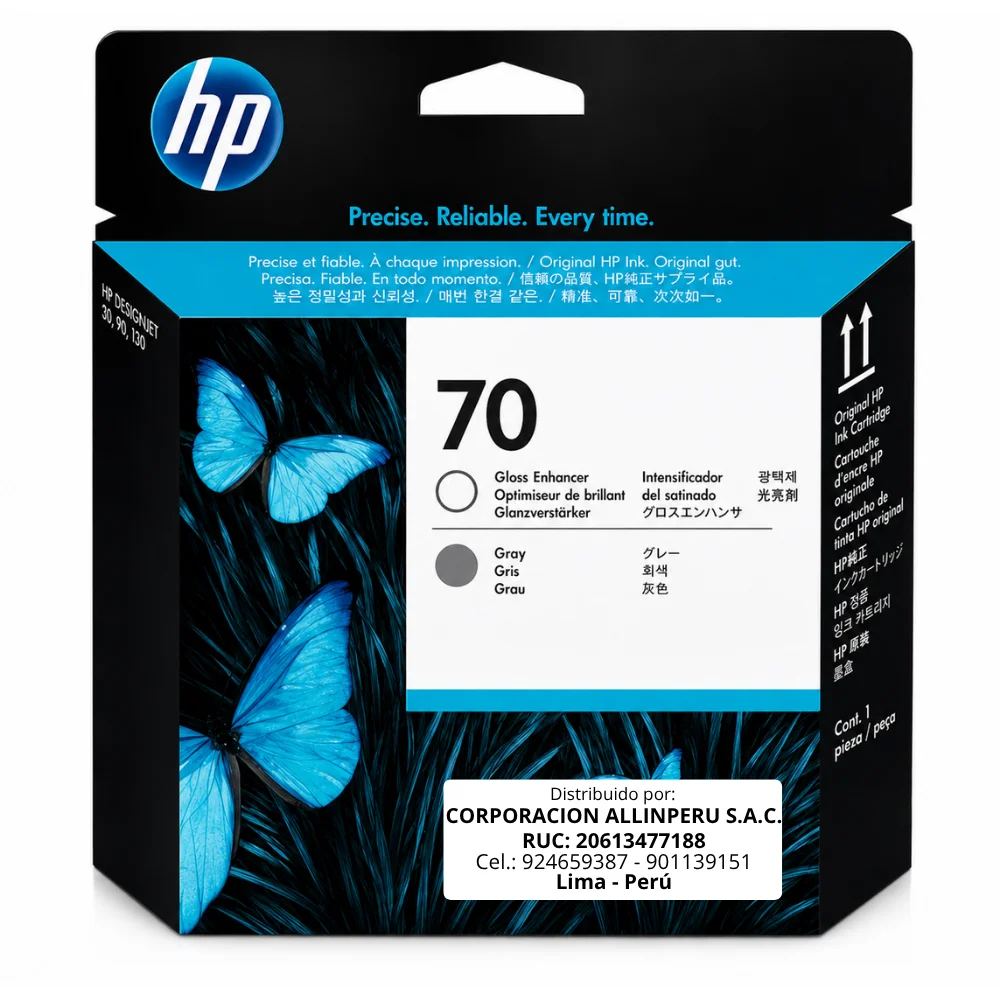 Cabezal HP 70 C9410A gloss enhancer y gris original sellado