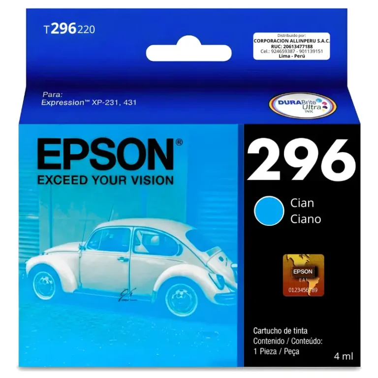 Cartucho de tinta Epson 296 cyan original T296220 sellado de fábrica