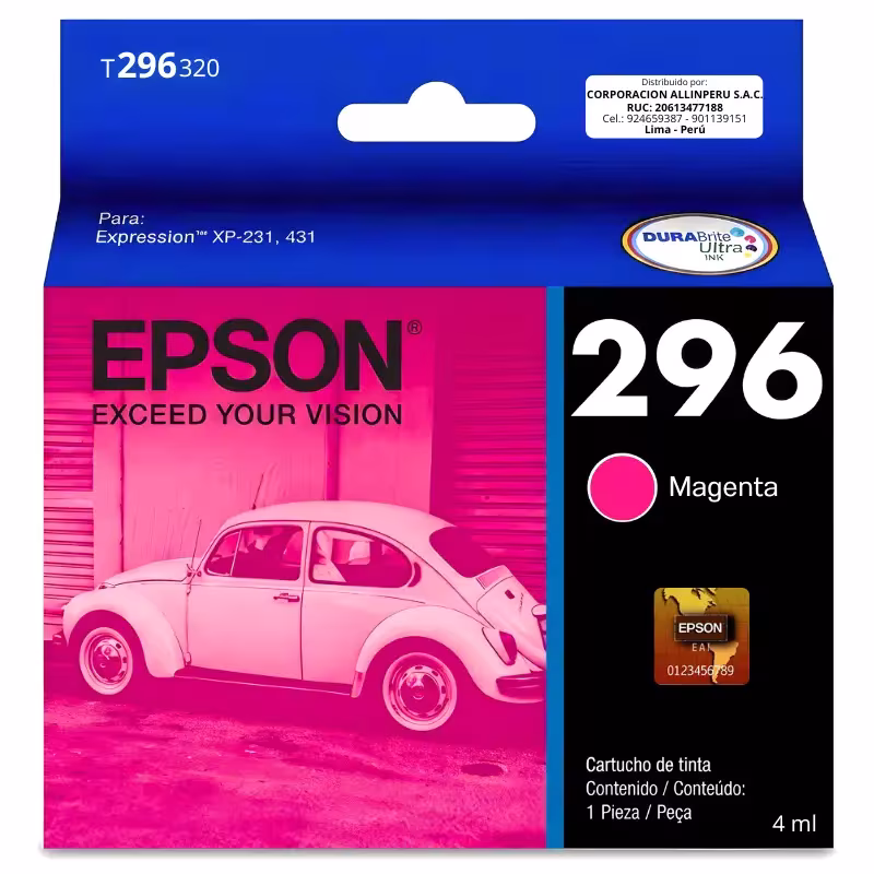 Cartucho de tinta Epson 296 magenta original T296320 sellado de fábrica