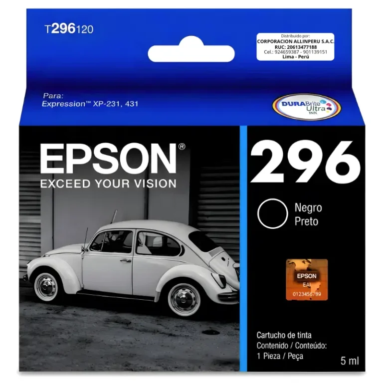 Cartucho de tinta Epson 296 negro original T296120 sellado de fábrica
