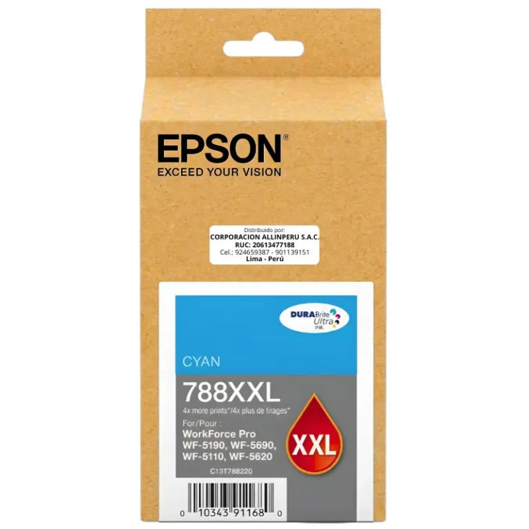 Cartucho Epson T788XXL2 Cyan T788XXL220 original sellado vista frontal