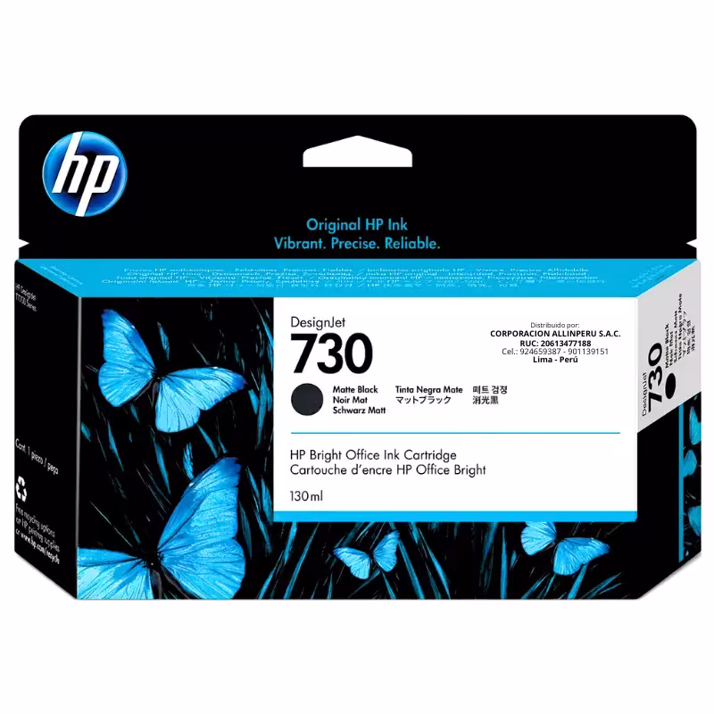 Cartucho de tinta HP 730 negro mate P2V65A 130ml original