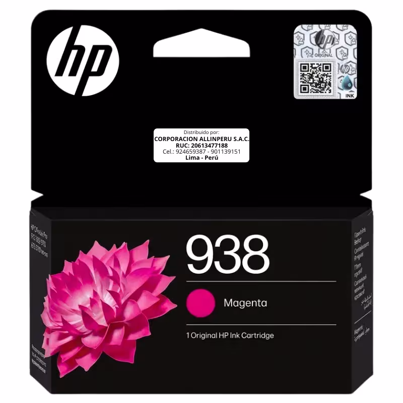 Cartucho tinta magenta HP 938 4S6X6PL empaque original sellado