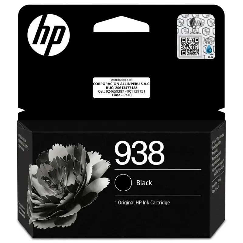 Cartucho tinta negro HP 938 4S6X8PL empaque original sellado