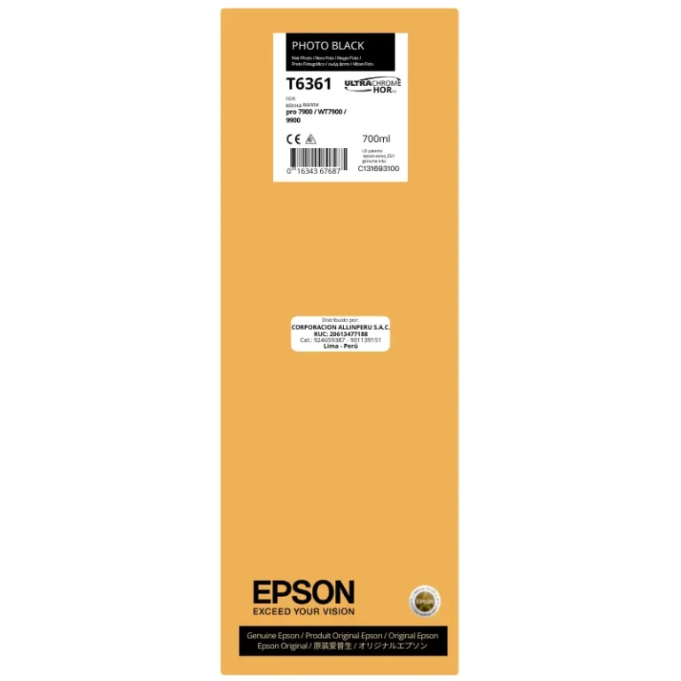 Cartucho de tinta negro foto Epson T636100 700 ml original sellado de fábrica