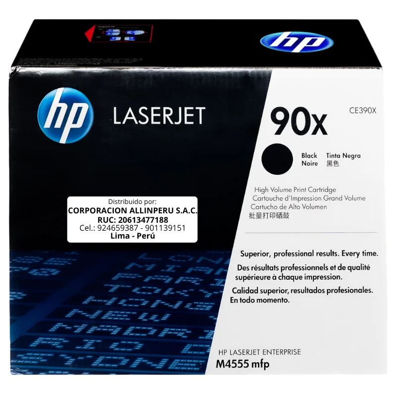 Foto de tóner HP 90X negro CE390X caja frontal
