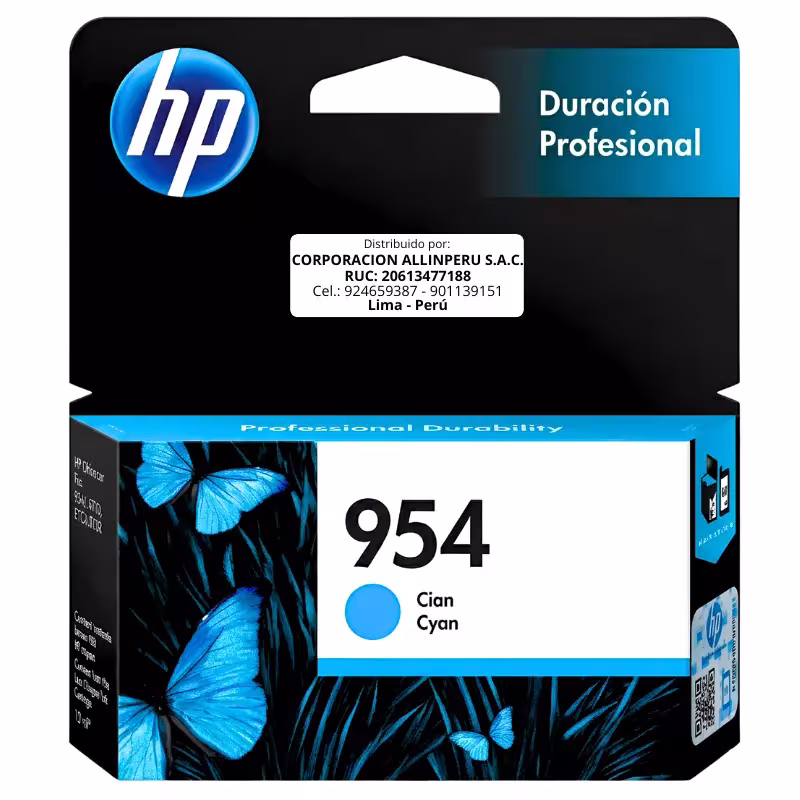 Cartucho de tinta HP 954 cian L0S50AL vista frontal