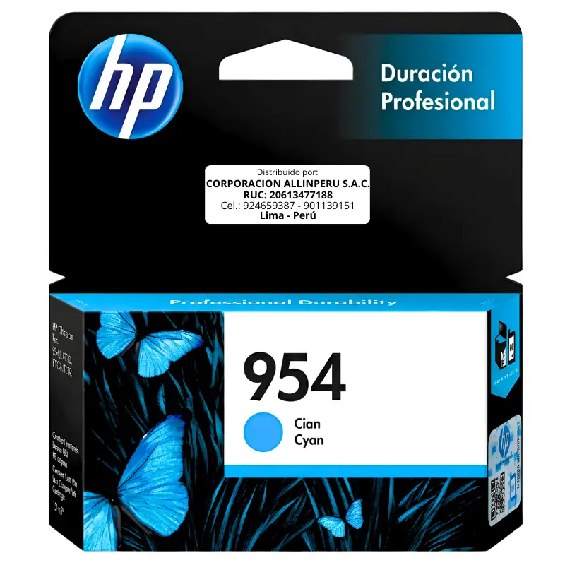 Cartucho de tinta HP 954 cian L0S50AL vista frontal