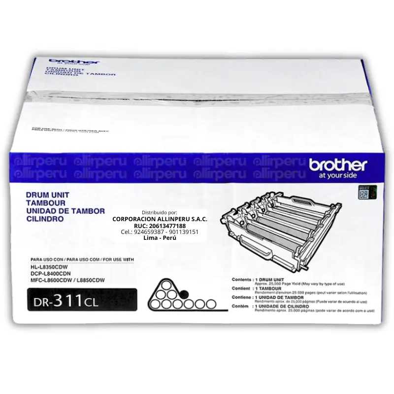 Cilindro Brother DR-311CL Negro 25.000 Páginas para DCPL8400CDN, MFCL8600CDW