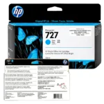 Foto de etiqueta original tinta HP 727 cian B3P19A