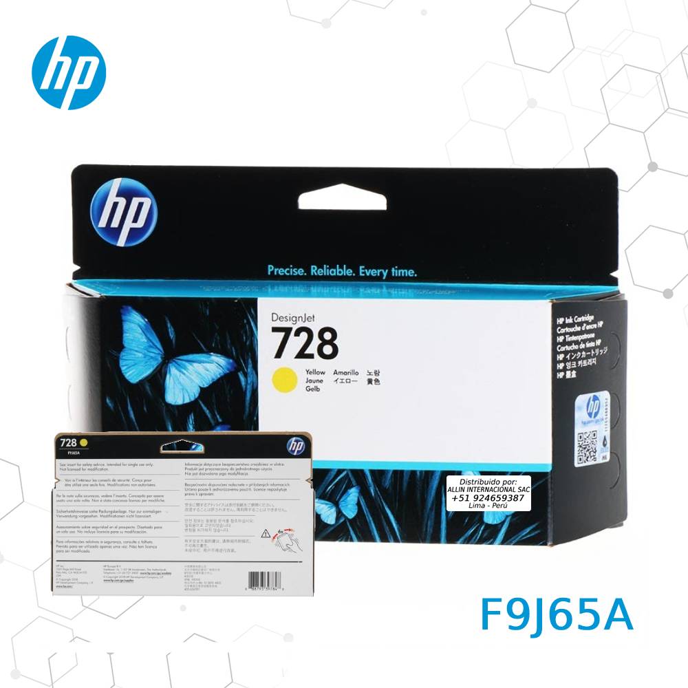 F9J65A.jpg Cartucho de Tinta HP 728 Yellow F9J65A, 130-Ml - Imagen 1