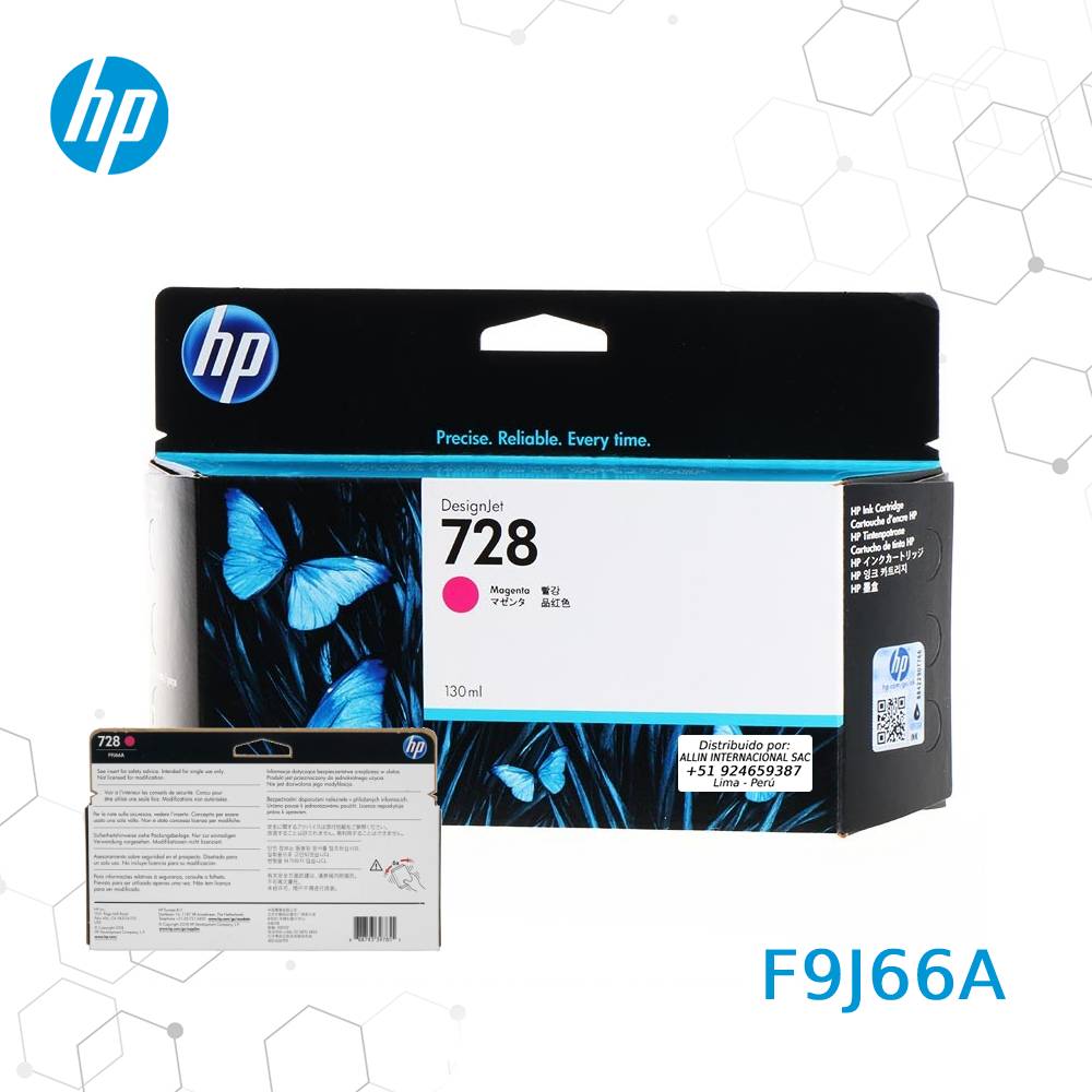 Cartucho de Tinta HP 728 Magenta F9J66A, 130Ml