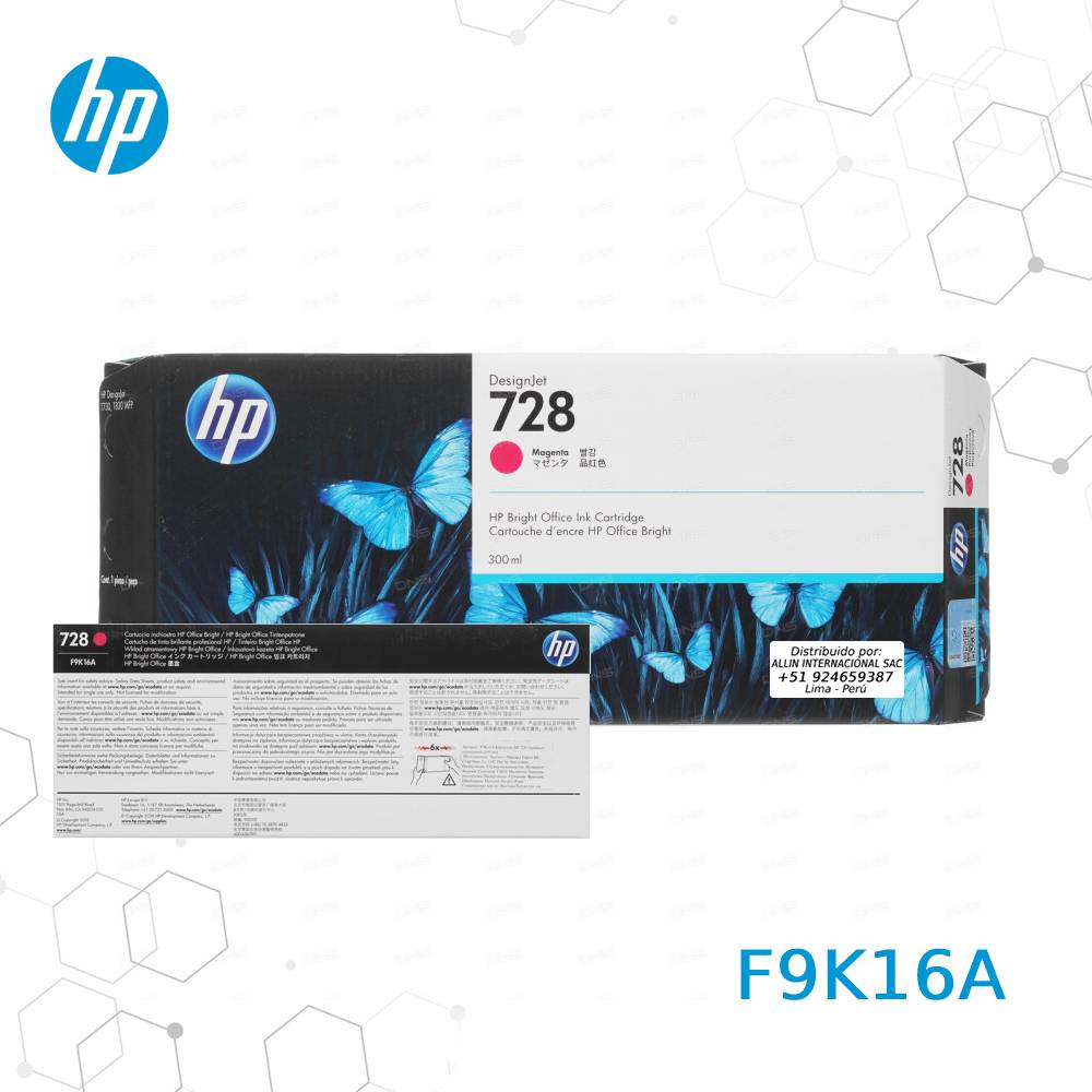 F9K16A.jpg Cartucho de Tinta HP 728 Magenta F9K16A, 300ML - Imagen 1