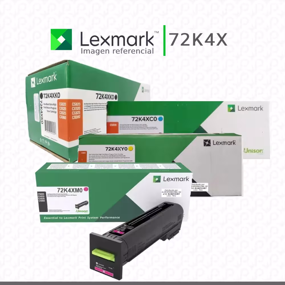 Kit de Toner 72K4X Lexmark para CX860de, Cs820de, CX820de, CX825de