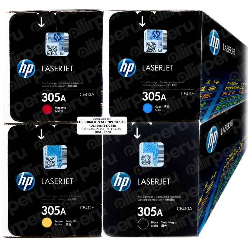 Kit 4 Toner HP 305A CMYK para LaserJet Pro M451/M475/M351/M375