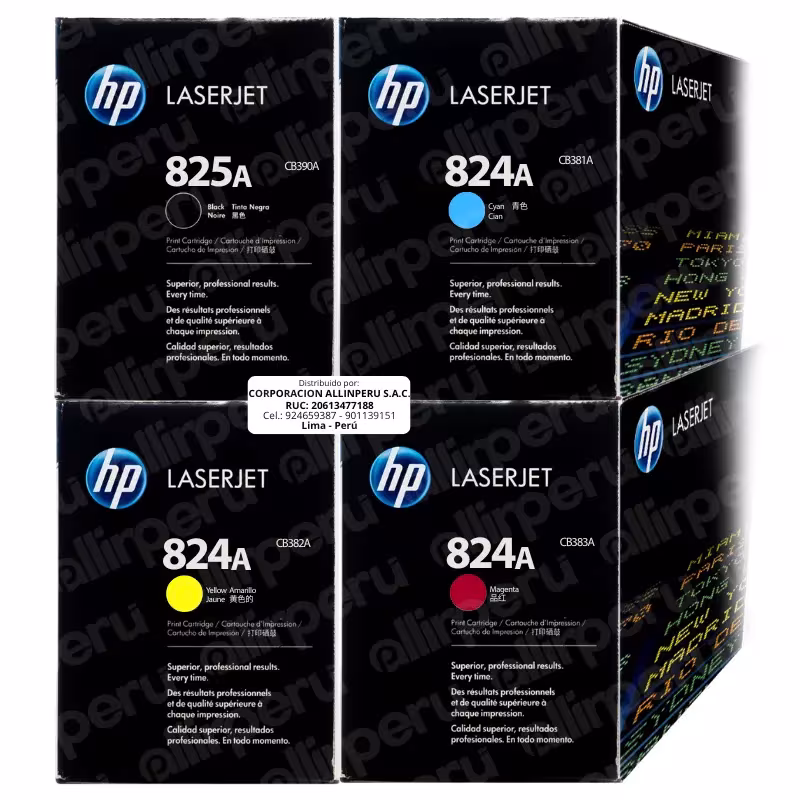 Kit 4 Toner HP 825A Negro 824A Color LaserJet CP6015 CM6030 CM6040