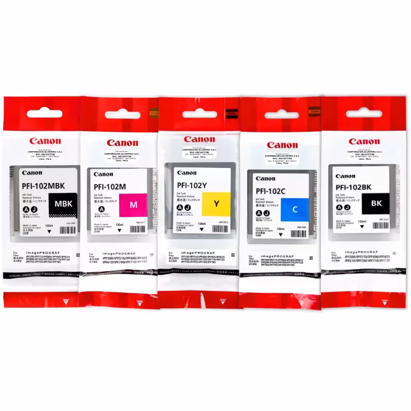 Kit Tinta Canon PFI-102 para iPF500, iPF510, iPF600, iPF700, iPF765