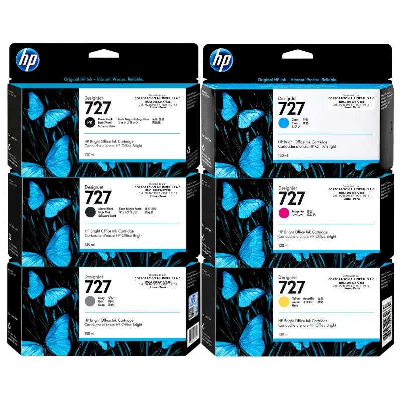 Foto de kit completo tinta HP 727 130ml 6 colores original HP