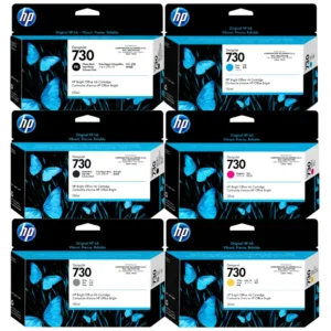 Kit tinta HP 730 130ml original con sus 6 cartuchos de colores