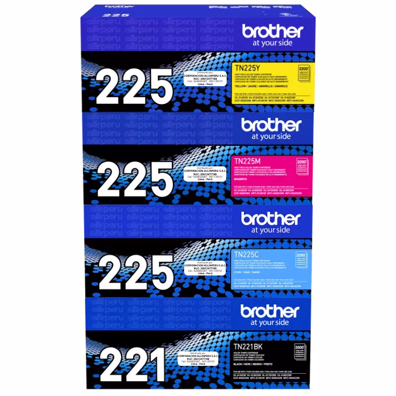 Kit Toner Brother TN-225 para MFC-9130CW, HL-3140CW