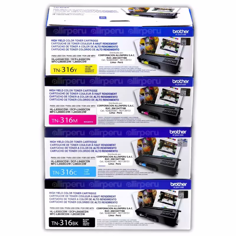 Kit Toner Brother TN-316 para HL-L8350, MFC-L8600CDW, MFC-L8850