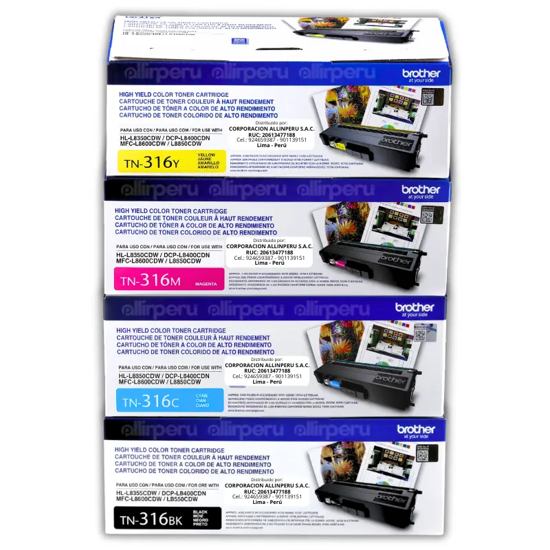 Kit Toner Brother TN-316 para HL-L8350, MFC-L8600CDW, MFC-L8850 Kit Toner Brother TN-316 para HL-L8350, MFC-L8600CDW, MFC-L8850