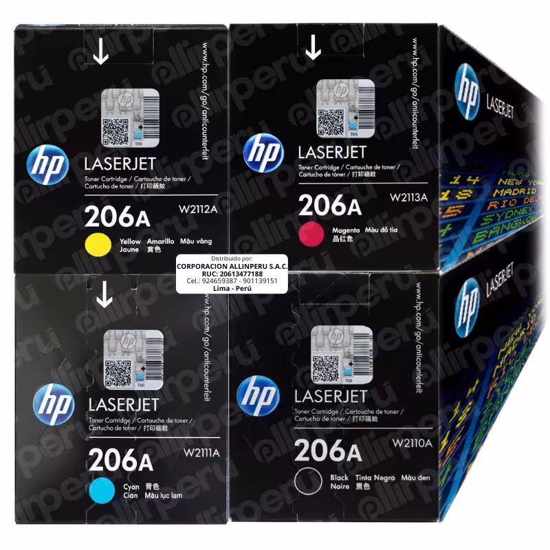 Kit Tóner HP 206A CMYK para LaserJet M255 M282 M290