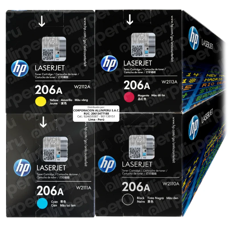 Kit Tóner HP 206A CMYK para LaserJet M255 M282 M290