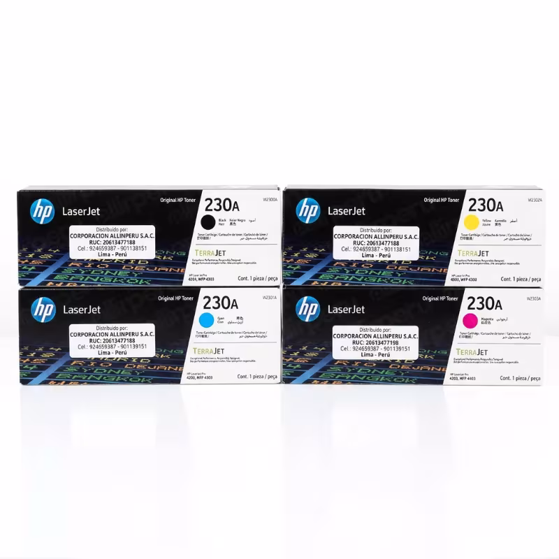 Foto de Kit de Tóner HP 230A W2300A W2301A W2302A W2303A CMYK cuatro cartuchos originales sellados