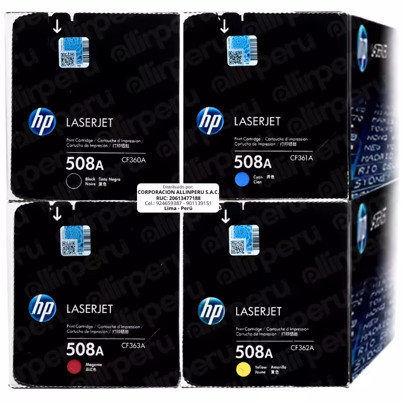 Kit Toner HP 508A 4 Colores para LaserJet M552 M553 M577