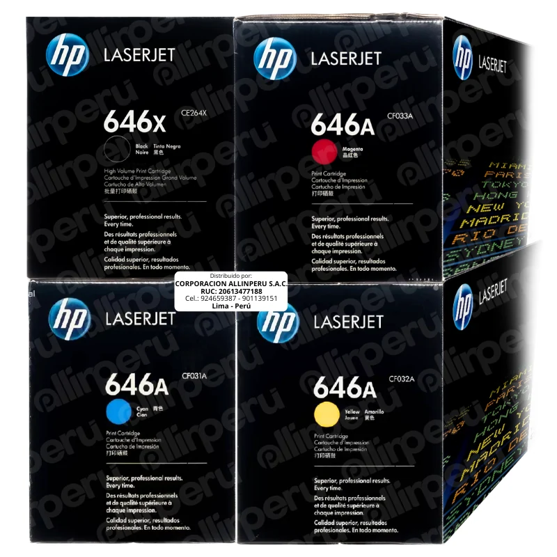Kit 4 Toner HP 646X Negro 646A Color LaserJet CM4540