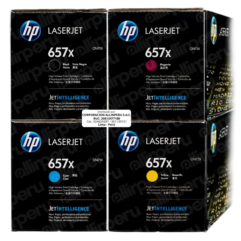 Kit Toner HP 657X 4 Colores para LaserJet M681 M682 Alto Rendimiento