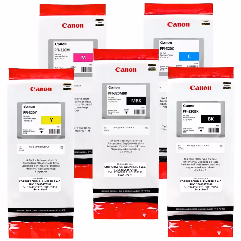 Kit de Tinta Canon PFI-320 300ML para TM-200, TM-205, TM-300, TM-305