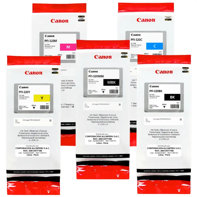 Kit de Tinta Canon PFI-320 300ML para TM-200, TM-205, TM-300, TM-305