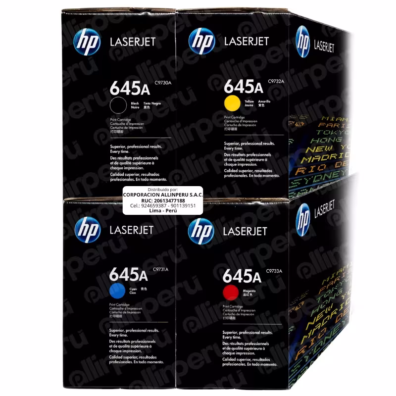 Kit de tóner HP 645A CMYK original para LaserJet 5500 5550