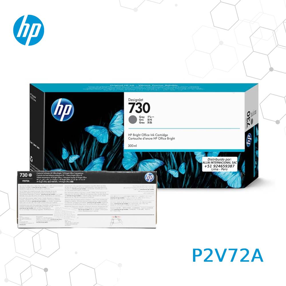 P2V72A.jpg Cartucho de Tinta HP 730 Gray P2V72A, 300-Ml - Imagen 1