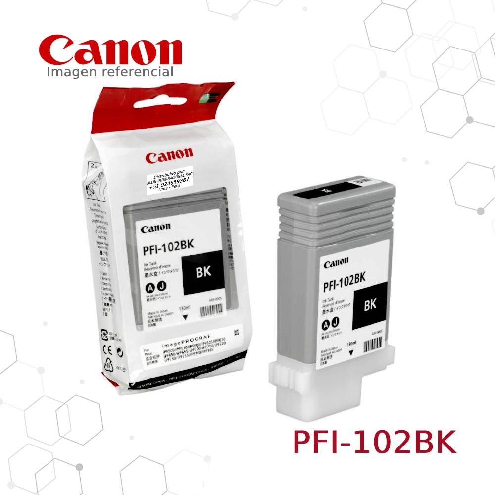 Cartucho de Tinta Canon PFI-102MBK Negro, 130ML