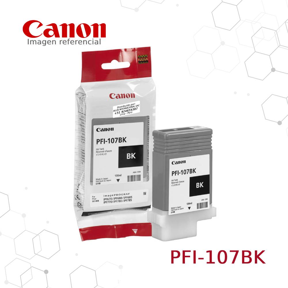 PFI-107BK.jpg Cartucho de Tinta Canon PFI-107BK Negro, 130 ML - Imagen 1