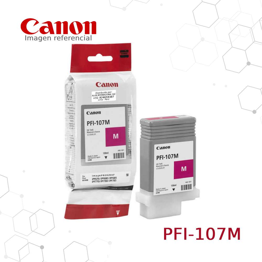 Tinta Canon PFI-107M Magenta, 130 ML