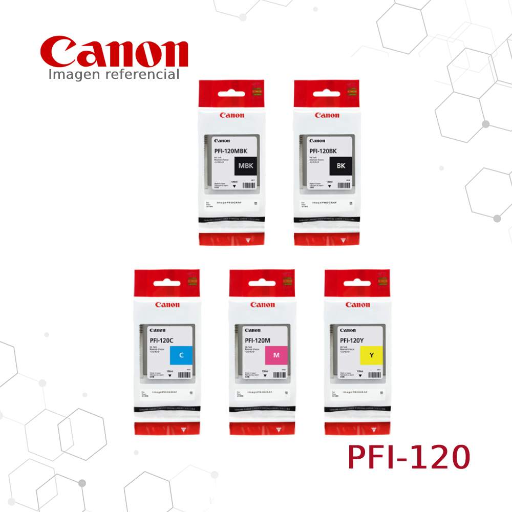 Kit Tinta Canon PFI-120 ImagePrograf TM-200, TM-205, TM-300, TM-305 130ML