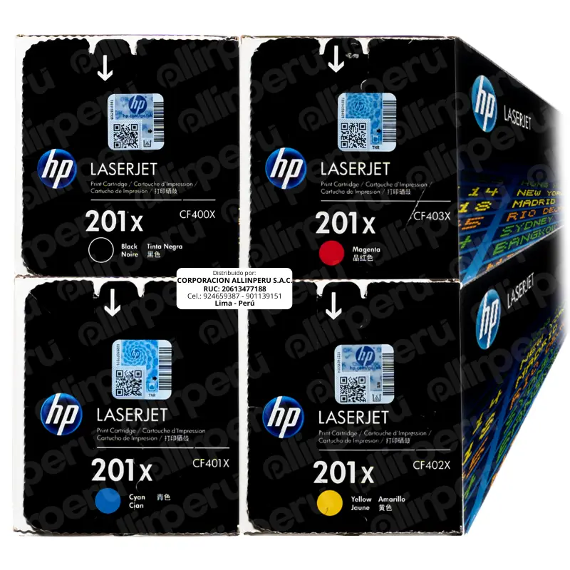 Pack 4 Toner HP 201X para LaserJet M252/M277/M274 Alto Rendimiento