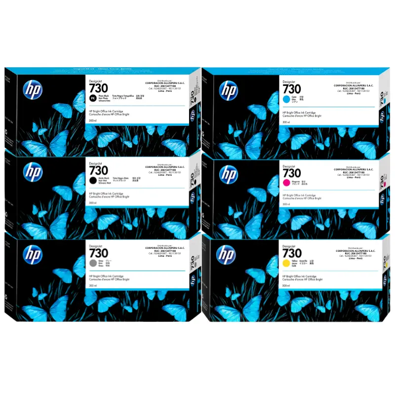 Pack de 6 cartuchos de tinta HP 730 300ml originales para HP DesignJet T1700