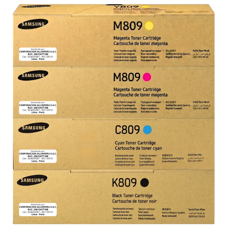 Pack toner original Samsung CLT-809S CMYK cuatro cartuchos negro cyan magenta amarillo