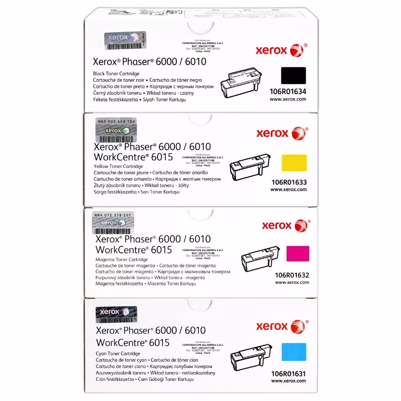 Foto de pack de toner Xerox CMYK original para Phaser 6000